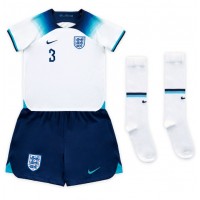 Camisa de Futebol Inglaterra Luke Shaw #3 Equipamento Principal Infantil Mundo 2022 Manga Curta (+ Calças curtas)